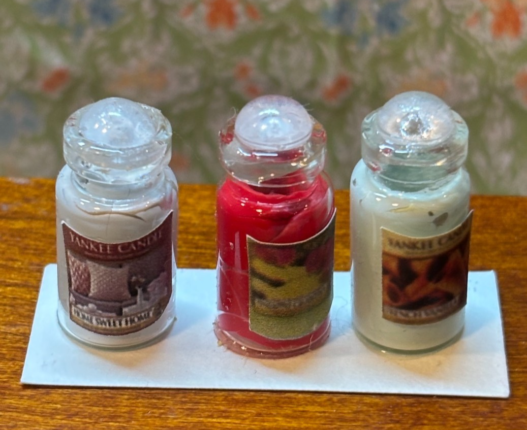 Dollhouse Miniature Yankee Candles Set #3 Handcrafted by Taylor Jade