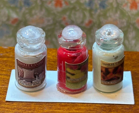 Dollhouse Miniature Yankee Candles Set #3 Handcrafted by Taylor Jade