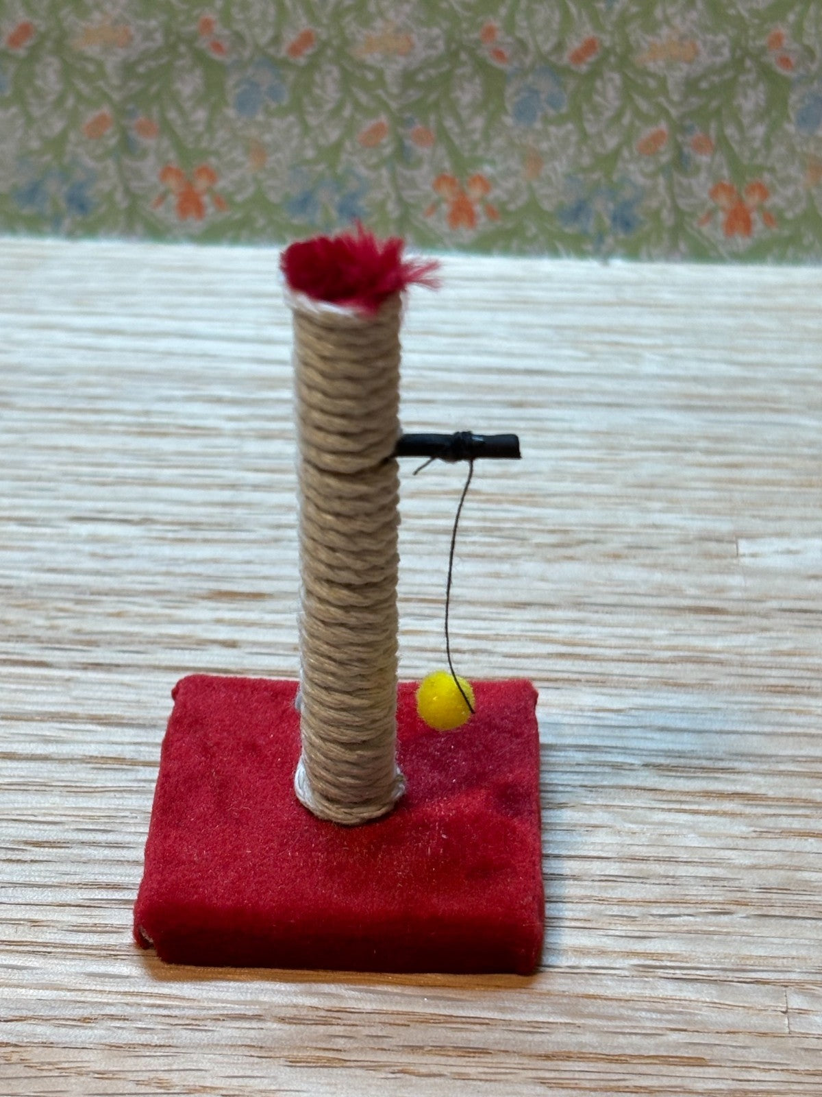Dollhouse Miniature Cat Pole with Yellow Ball by Taylor Jade