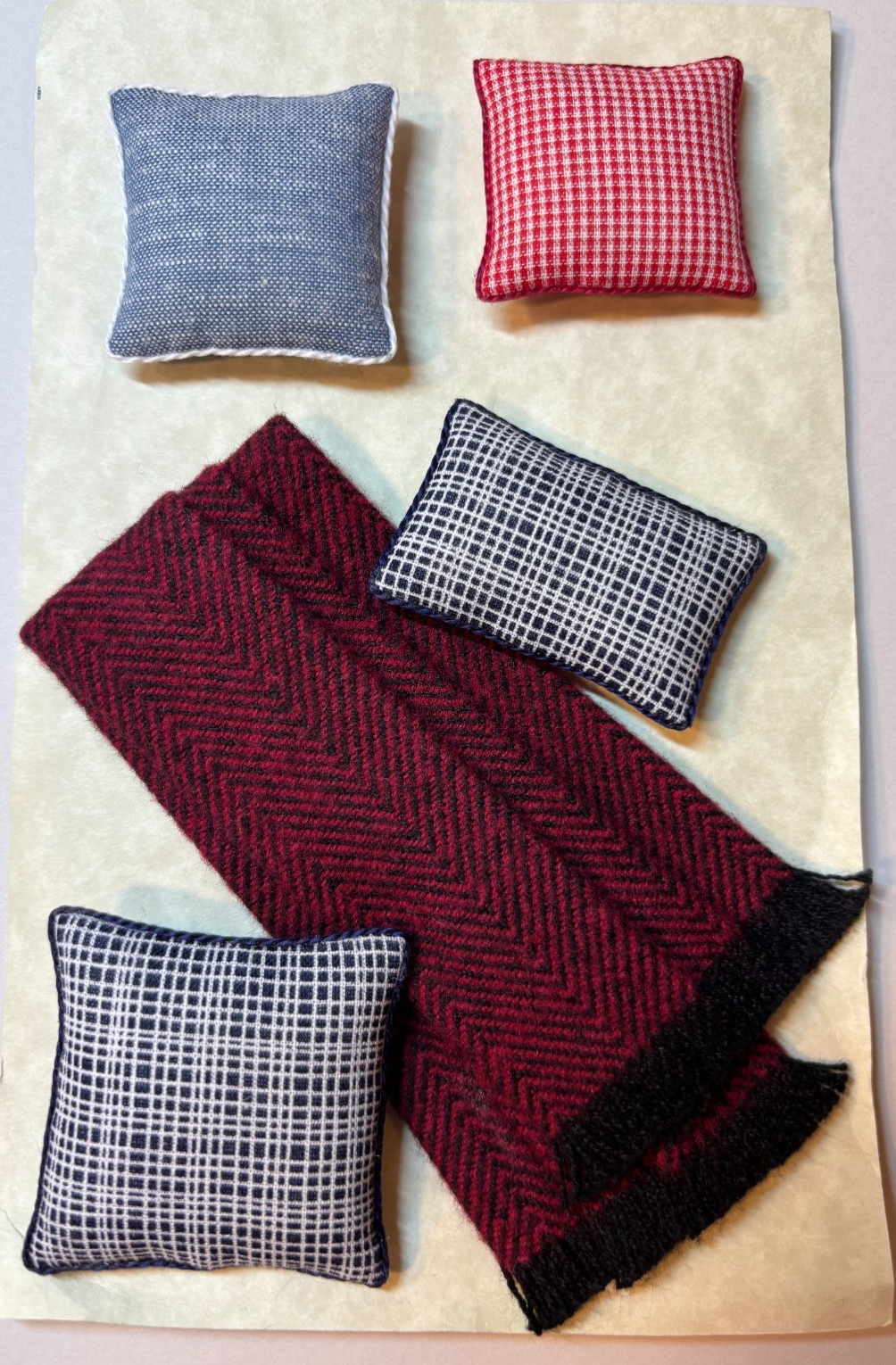 Dollhouse Miniature Dark Red Throw and Pillow Set