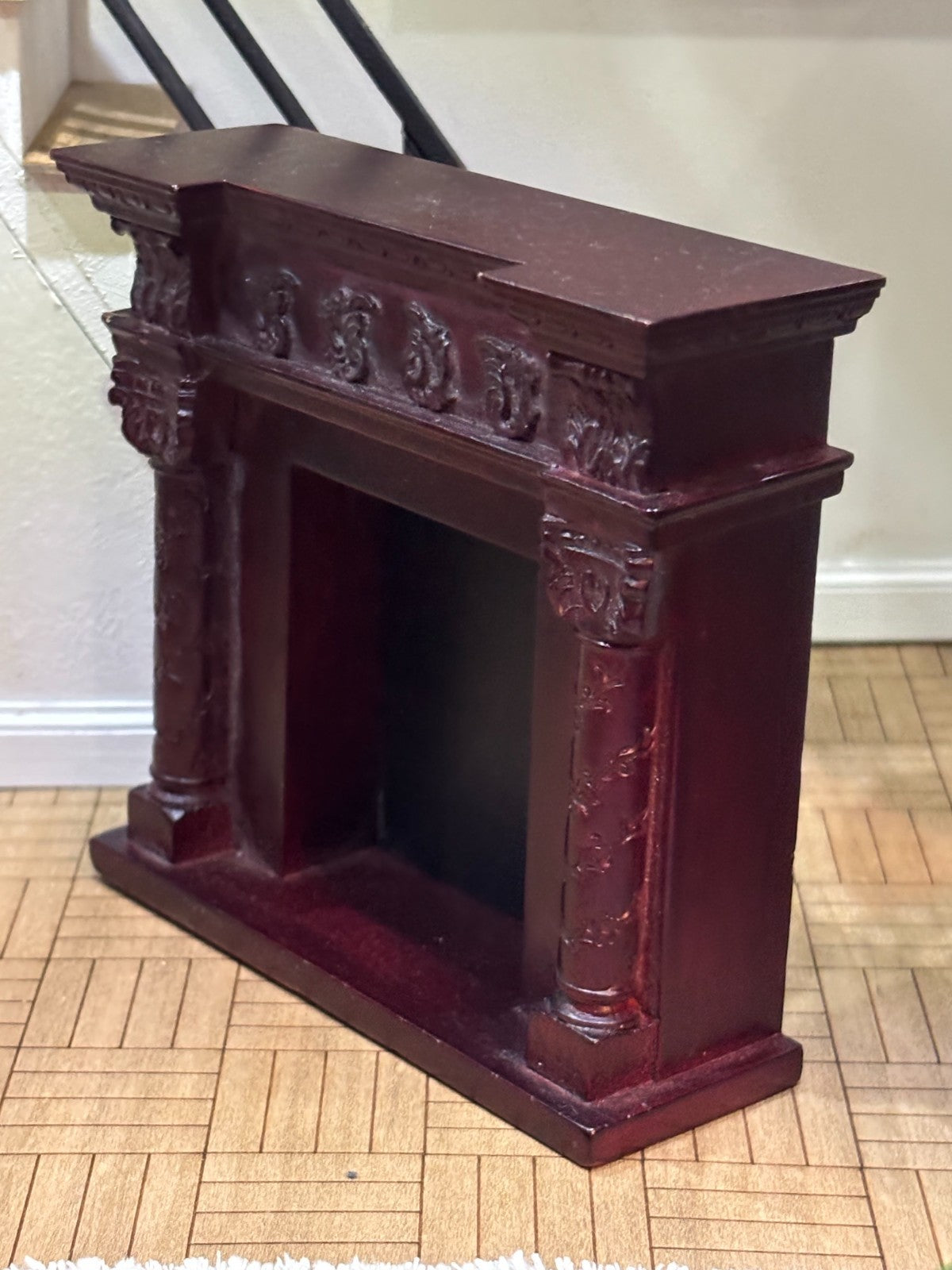 Dollhouse Miniature Mahogany Fireplace by Hansson
