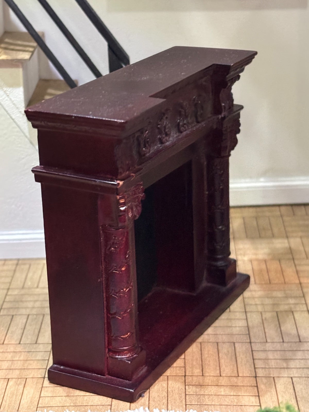 Dollhouse Miniature Mahogany Fireplace by Hansson