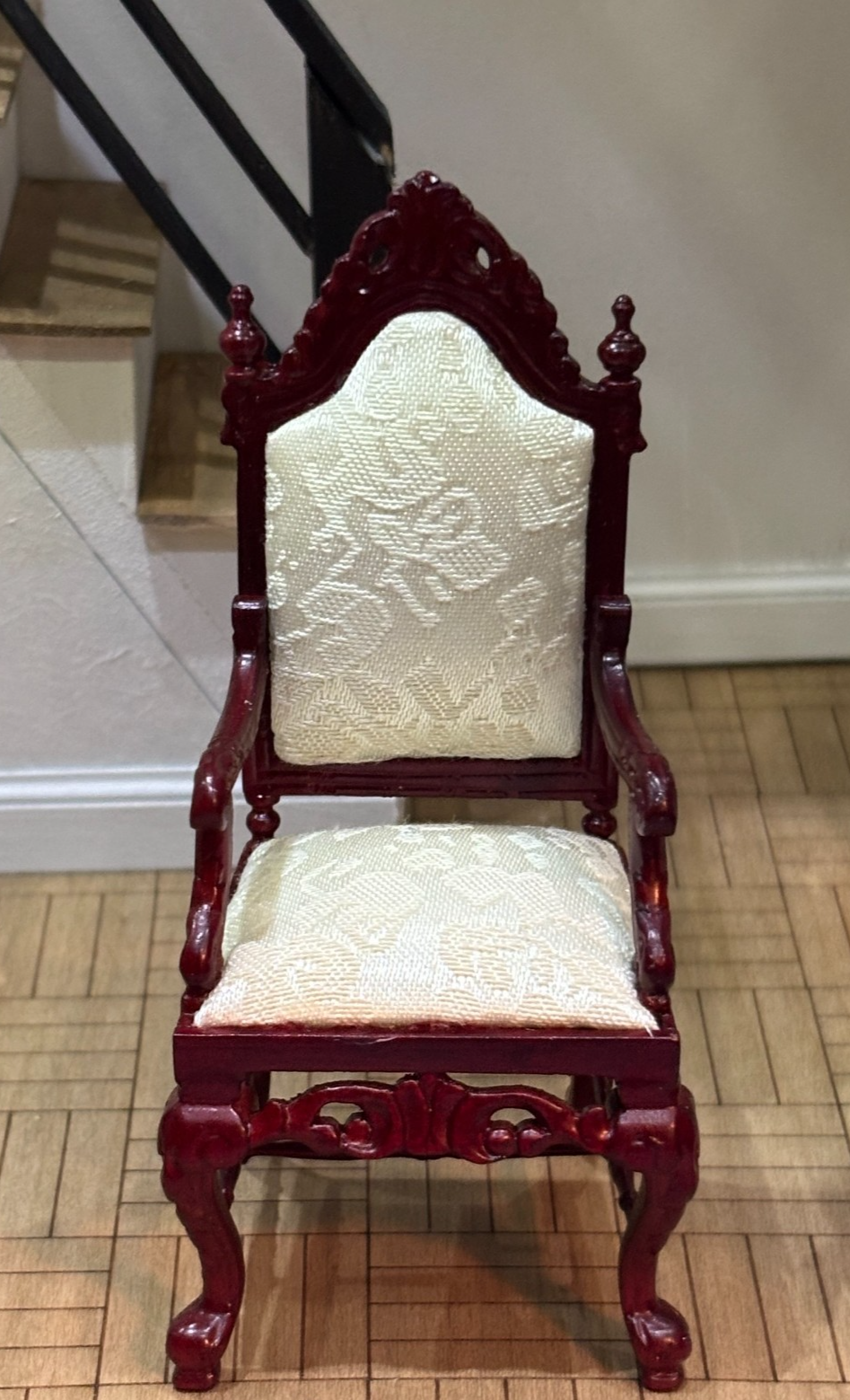 Dollhouse Miniature Mahogany High Back Chair by Hansson