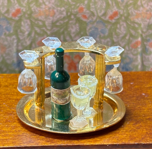 Dollhouse Miniature Wine Rack with White Wine Handcrafted