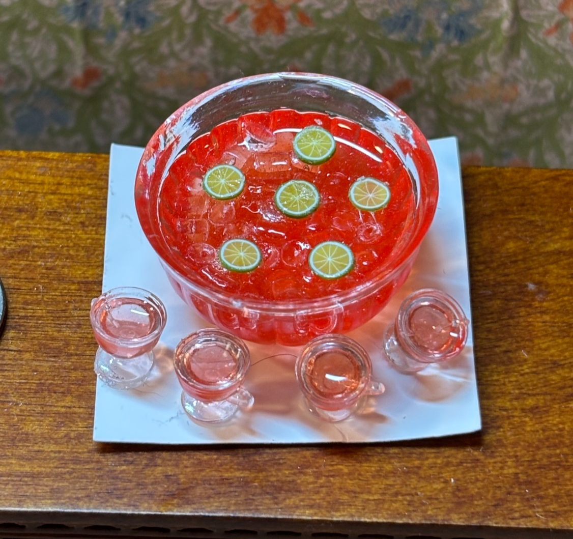 Dollhouse Miniature  Punch Set with Limes Handcrafted