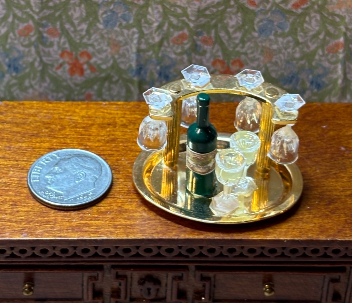 Dollhouse Miniature Wine Rack with White Wine Handcrafted