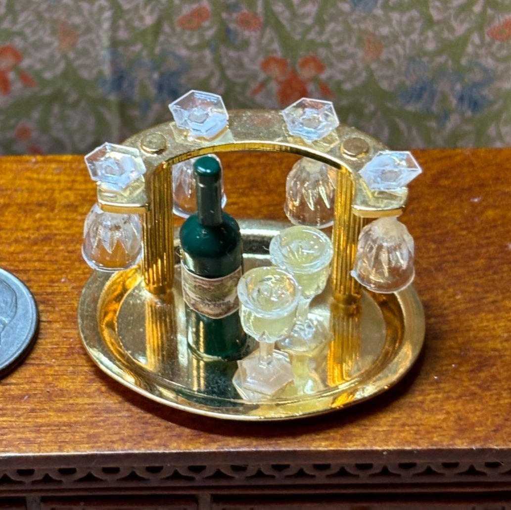 Dollhouse Miniature Wine Rack with White Wine Handcrafted