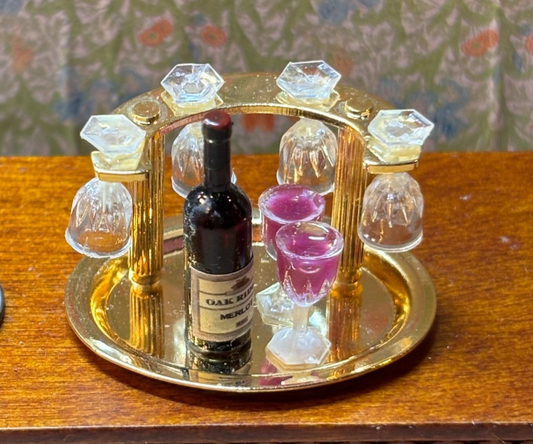 Dollhouse Miniature Wine Rack with Red Wine Handcrafted