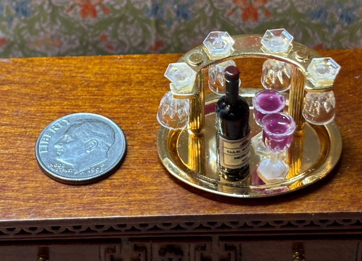 Dollhouse Miniature Wine Rack with Red Wine Handcrafted