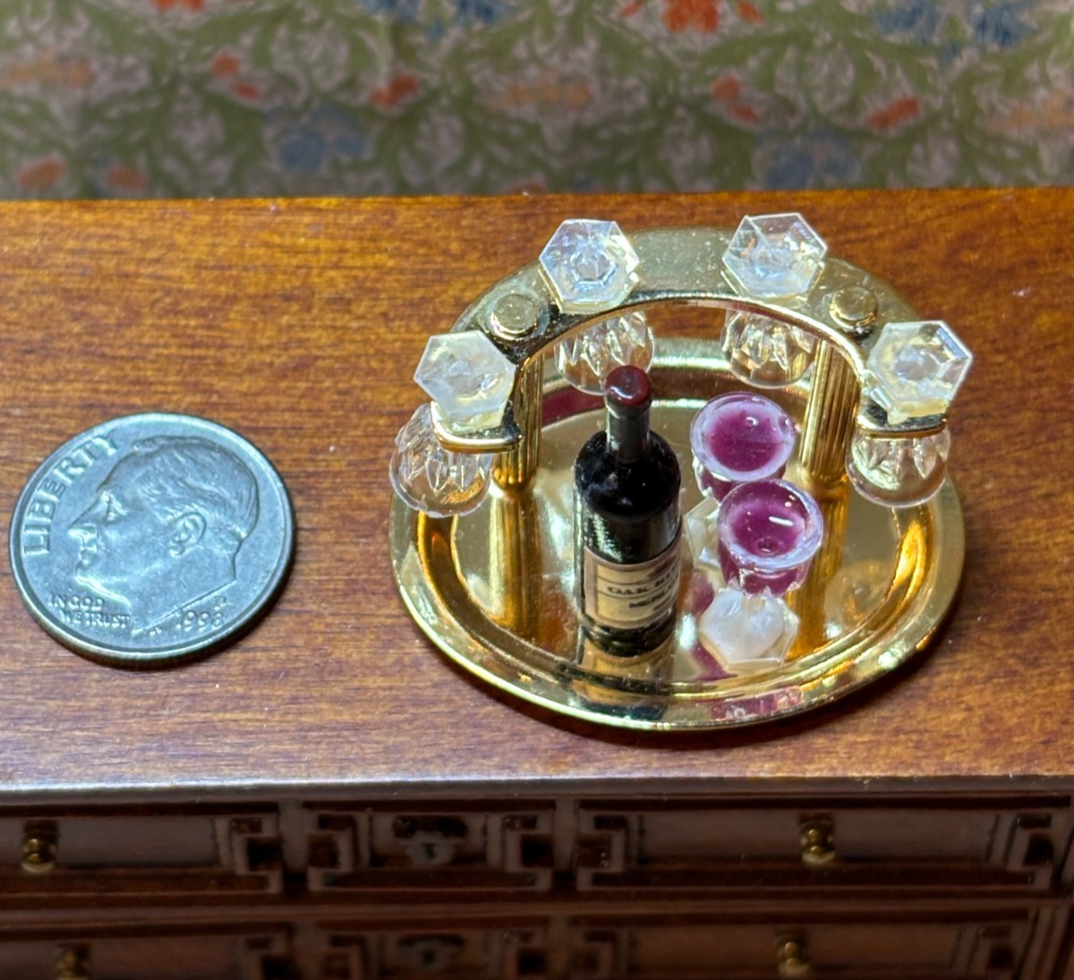 Dollhouse Miniature Wine Rack with Red Wine Handcrafted