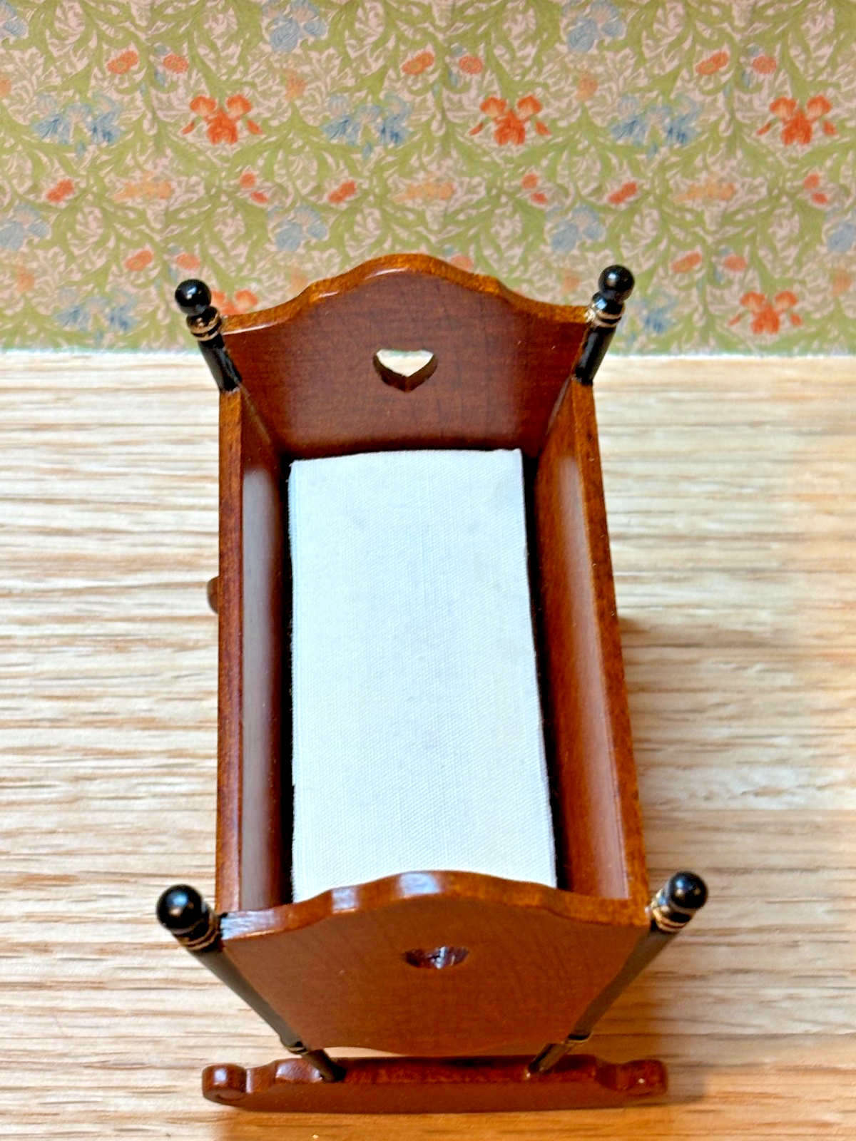 Dollhouse Miniature Walnut Cradle by Hansson
