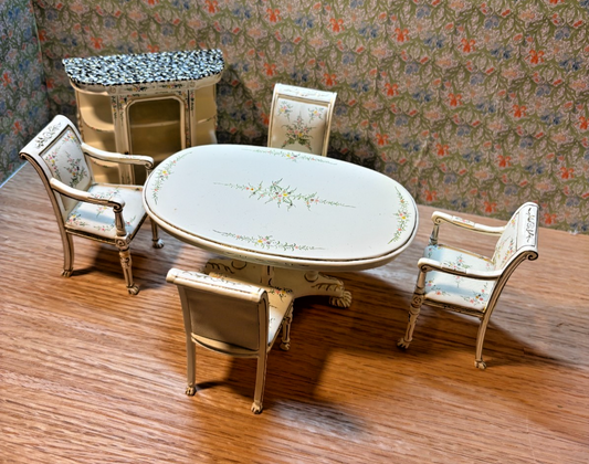 Dollhouse Miniature 6-Piece Dining Set with Oriental Design by Hansson