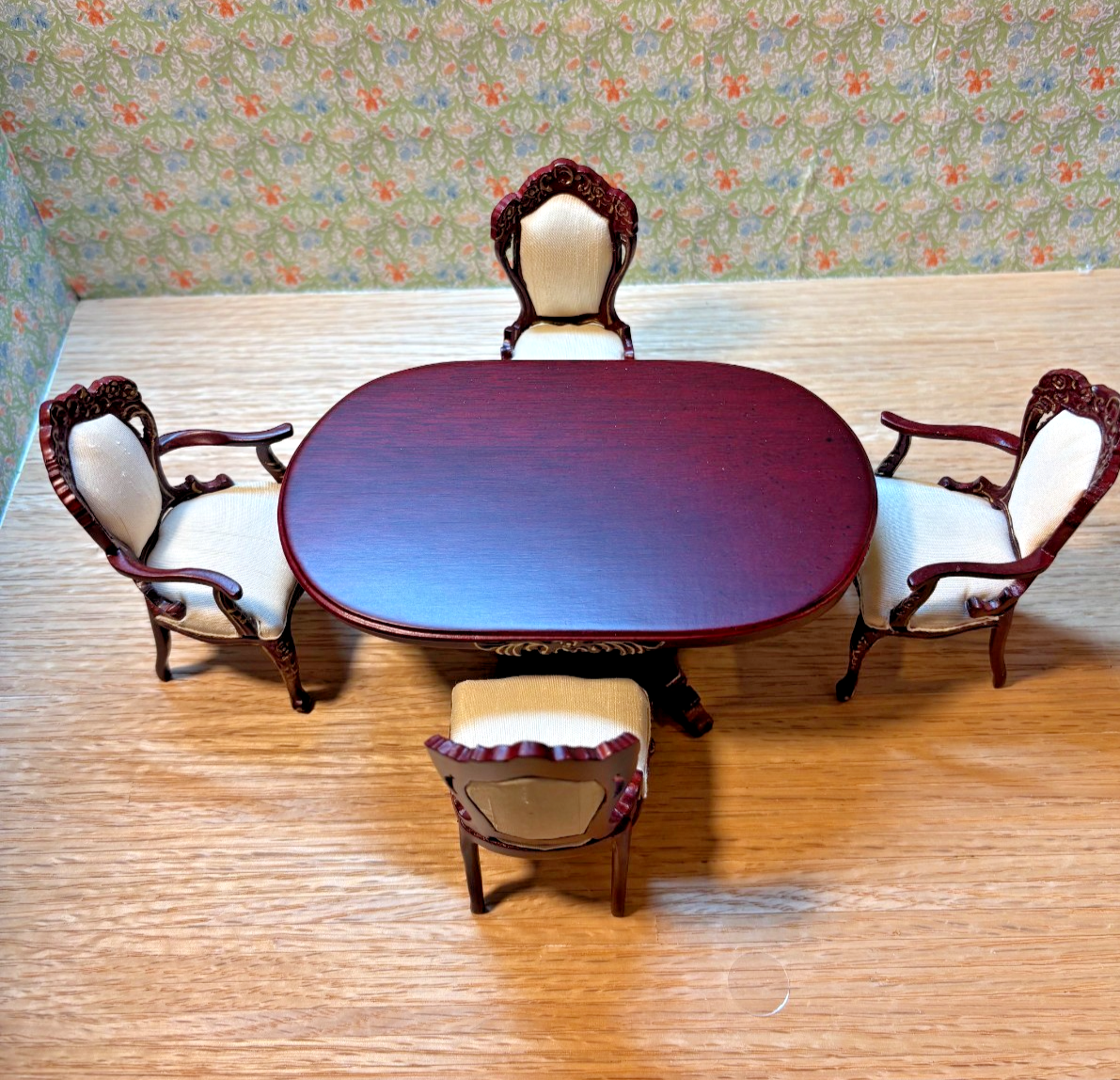 Dollhouse Miniature 6-Piece Mahogany Dining Set by Hansson