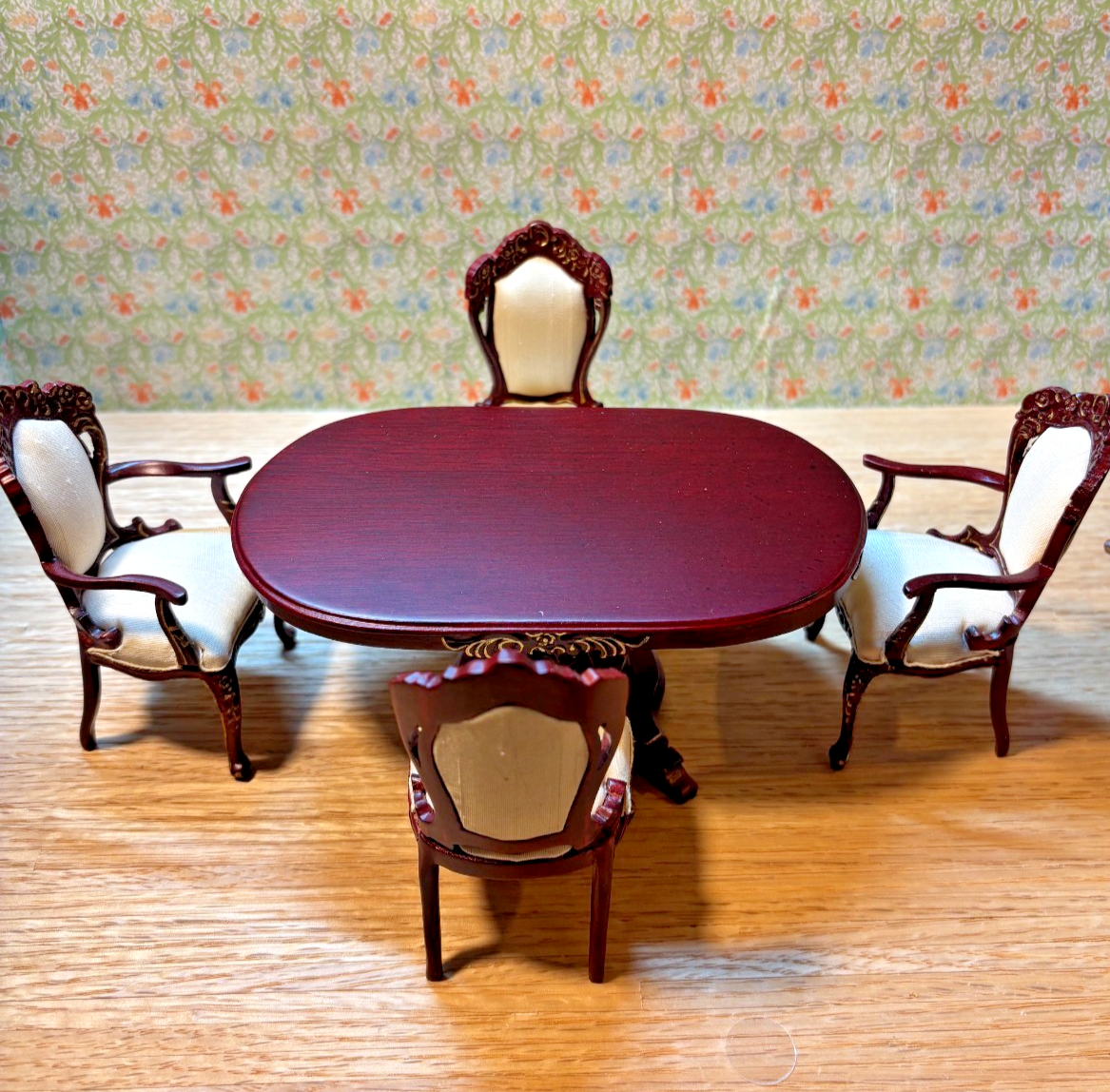 Dollhouse Miniature 5-Piece Mahogany Dining Set by Hansson