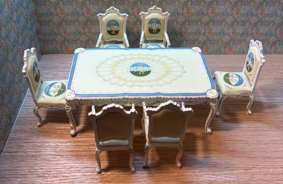 Dollhouse Miniature 7-Piece DIning Set with Cupid Design by Hansson