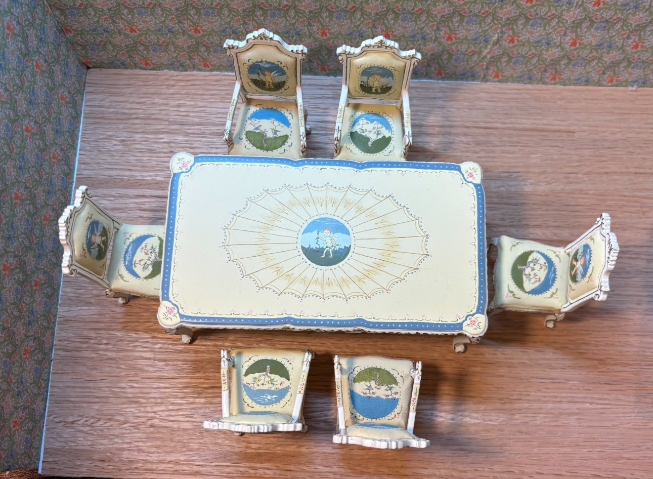 Dollhouse Miniature 7-Piece DIning Set with Cupid Design by Hansson