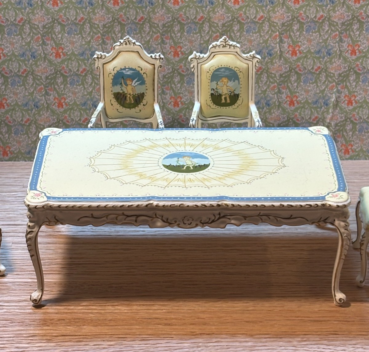 Dollhouse Miniature 7-Piece DIning Set with Cupid Design by Hansson