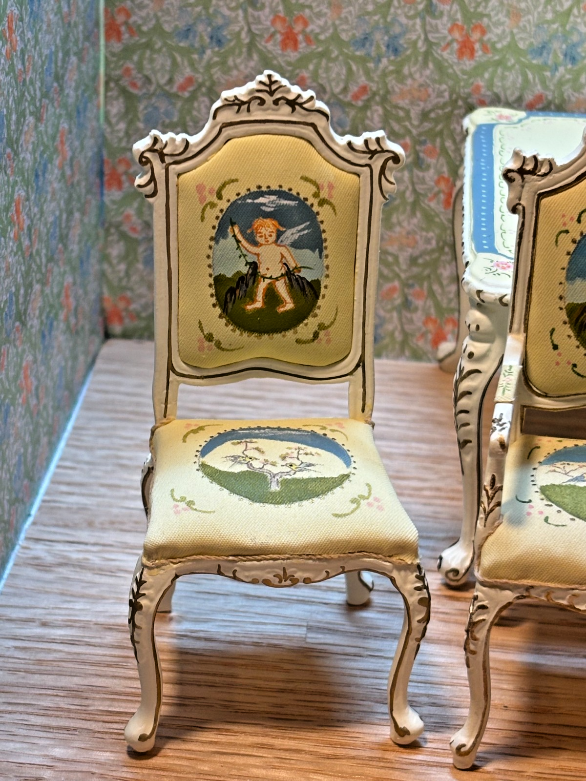 Dollhouse Miniature 7-Piece DIning Set with Cupid Design by Hansson