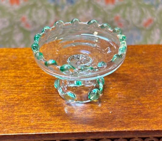 Dollhouse Miniature Green Glass Cake Plate