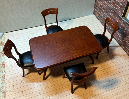 Dollhouse Miniature Contemporary Walnut Dining Set of 5 by Hansson