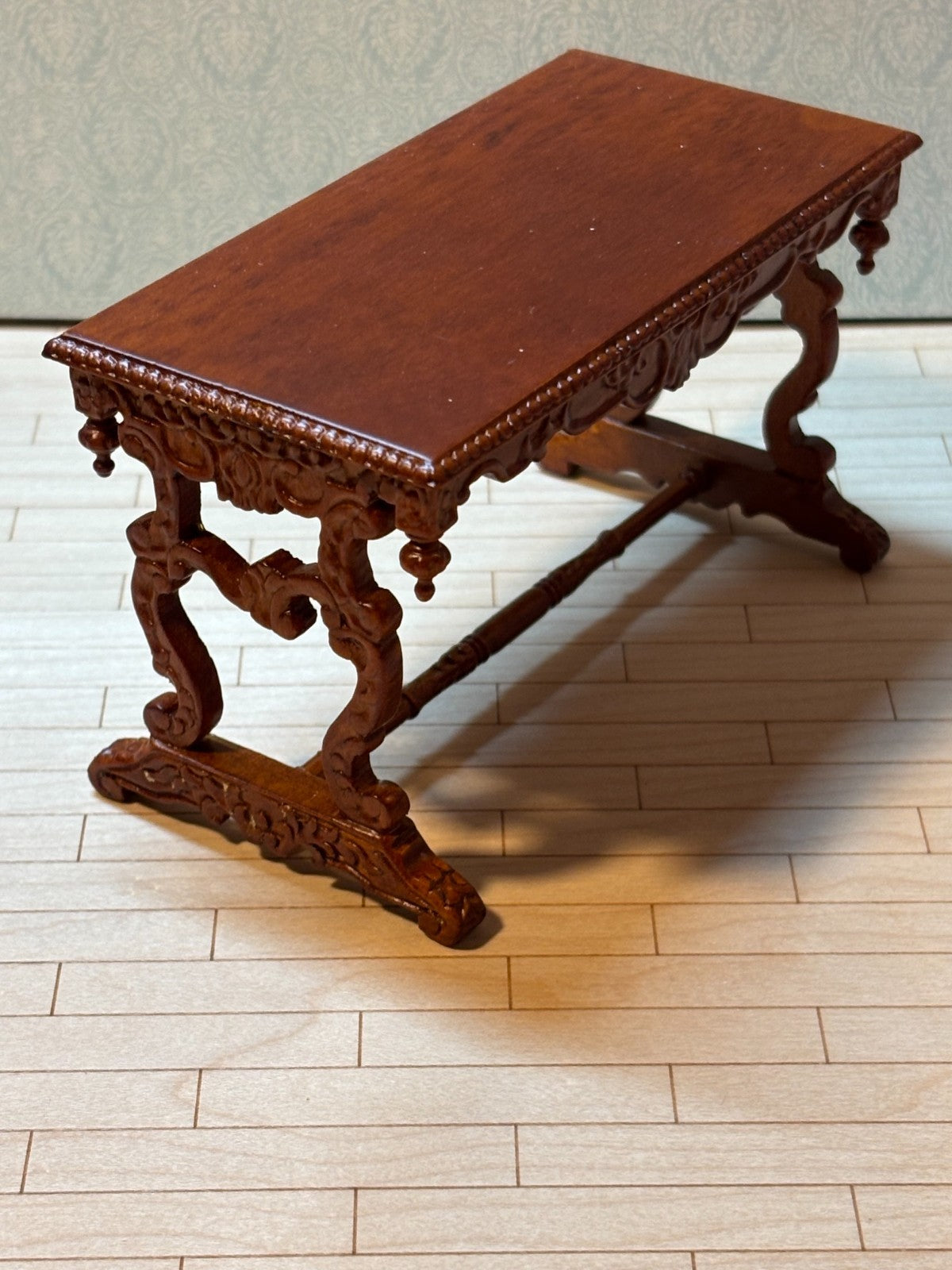 Dollhouse Miniature Walnut Desk/Table by Hansson