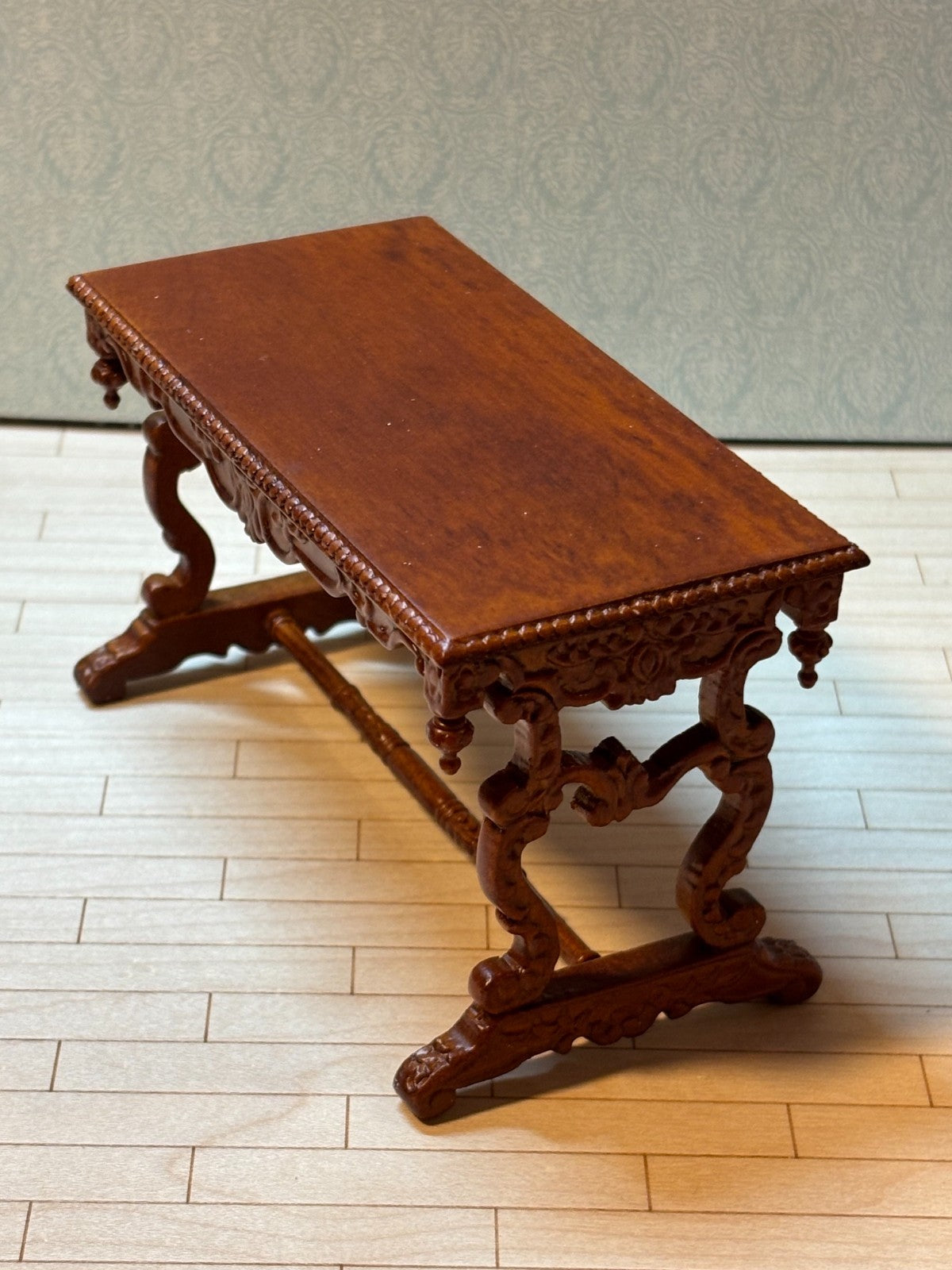 Dollhouse Miniature Walnut Desk/Table by Hansson