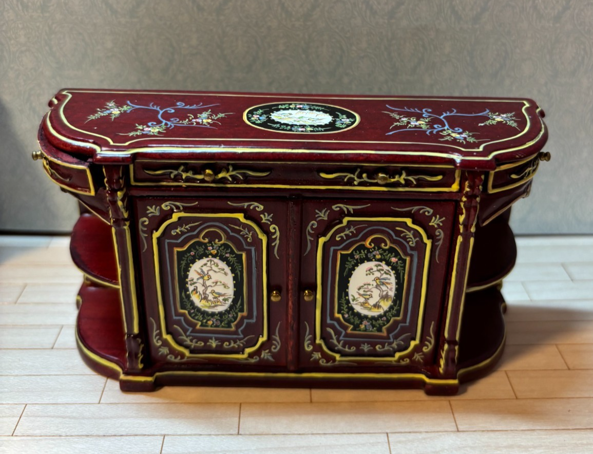 Dollhouse Miniature 7-Piece Mahogany and Gold Dining Set by Hansson