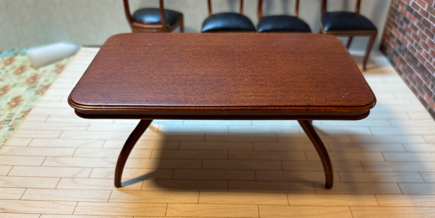 Dollhouse Miniature Contemporary Walnut Dining Set of 5 by Hansson