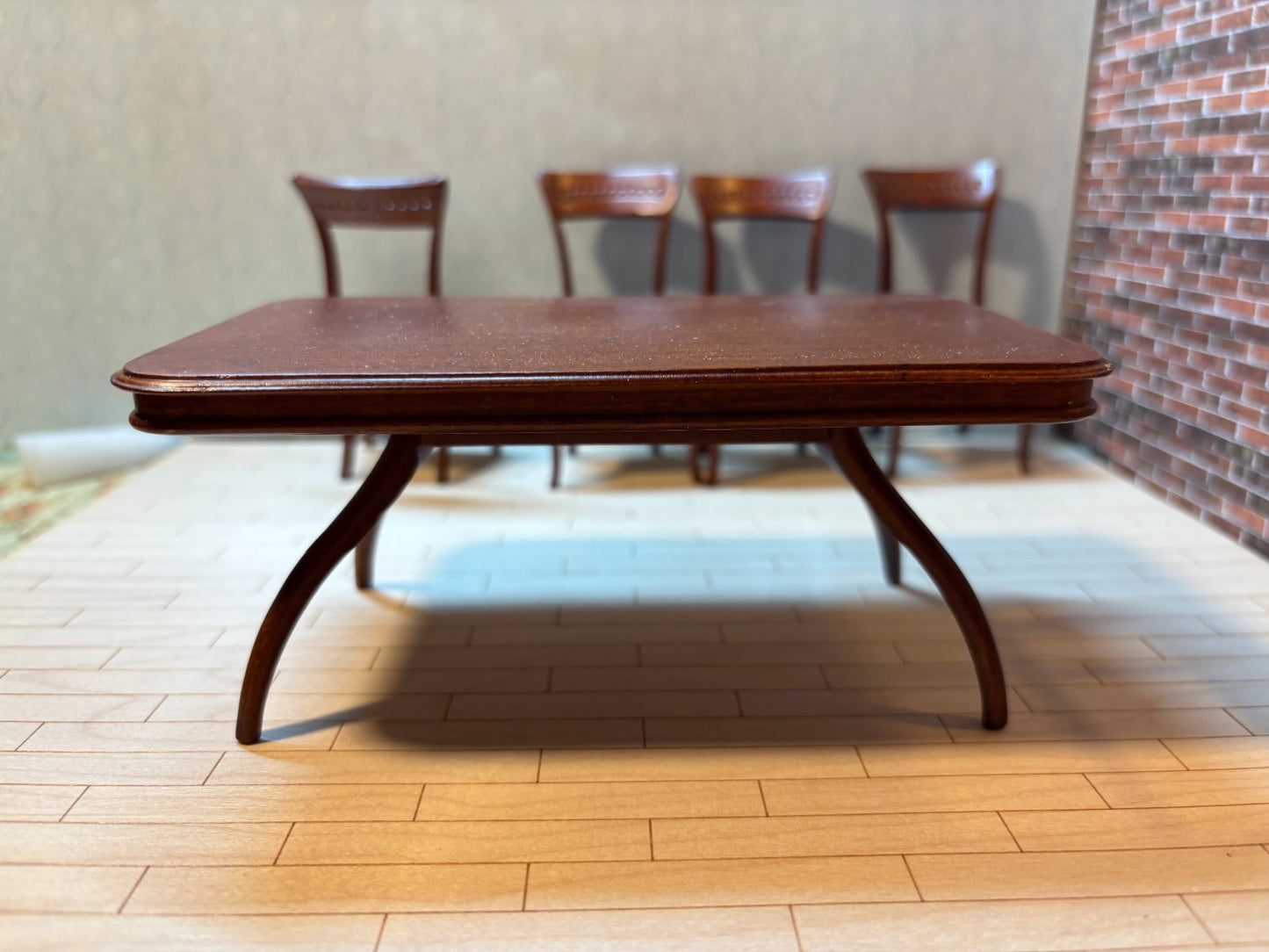 Dollhouse Miniature Contemporary Walnut Dining Set of 5 by Hansson