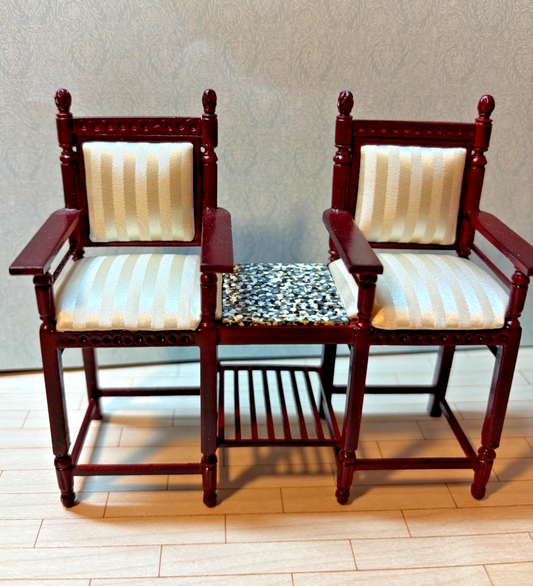 Dollhouse Miniature Mahogany Double Chair by Hansson