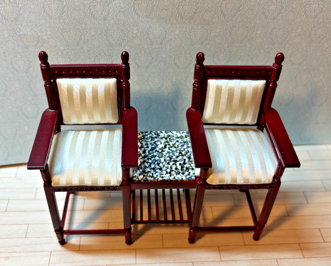 Dollhouse Miniature Mahogany Double Chair by Hansson
