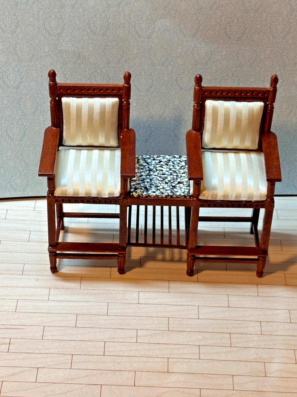 Dollhouse Miniature Walnut Double Chair by Hansson