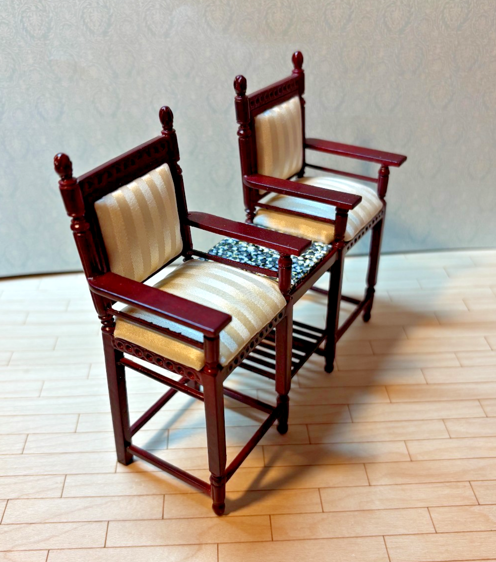 Dollhouse Miniature Mahogany Double Chair by Hansson