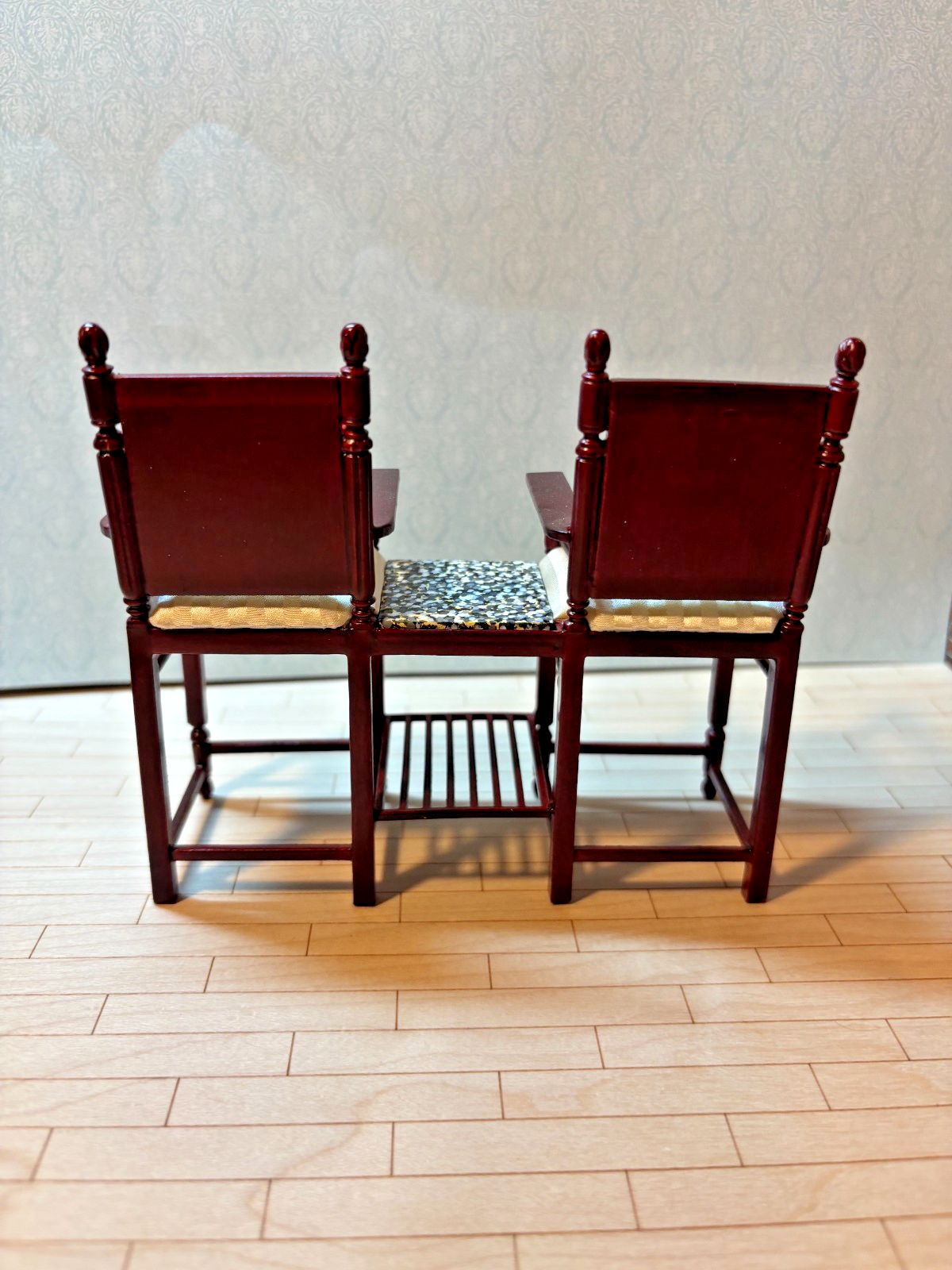 Dollhouse Miniature Mahogany Double Chair by Hansson