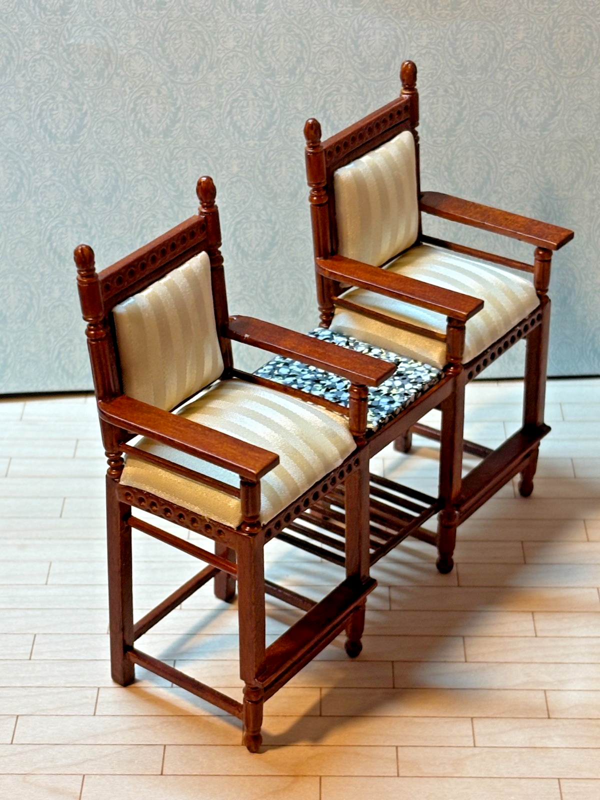 Dollhouse Miniature Walnut Double Chair by Hansson