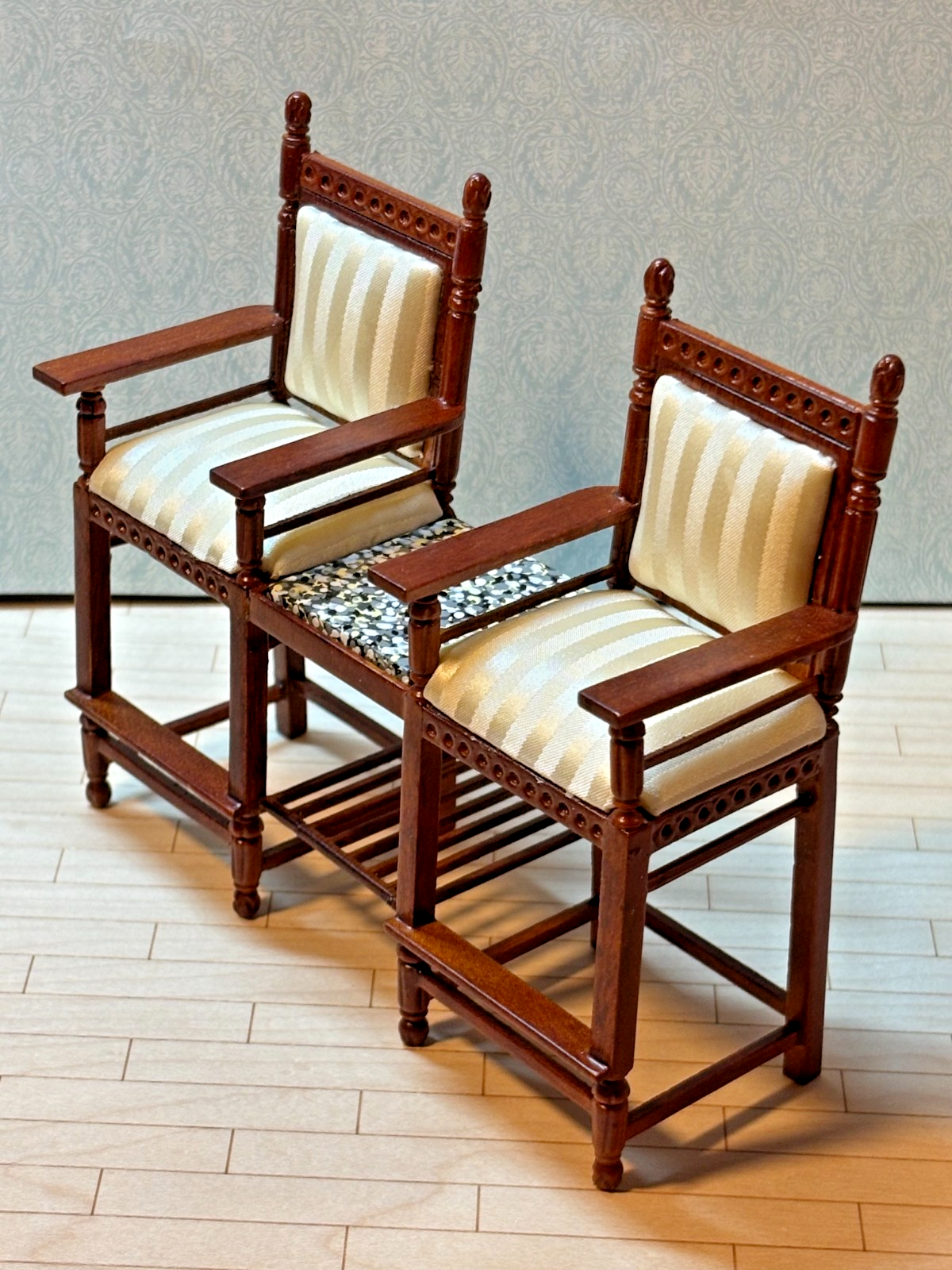 Dollhouse Miniature Walnut Double Chair by Hansson