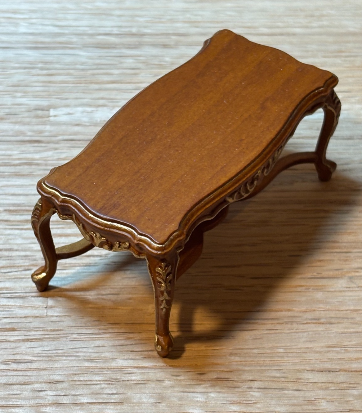 Dollhouse Miniature Walnut and Gold Coffee Table by Hansson