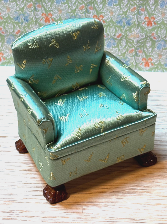 Dollhouse Miniature Green Overstuffed Armchair by Hansson
