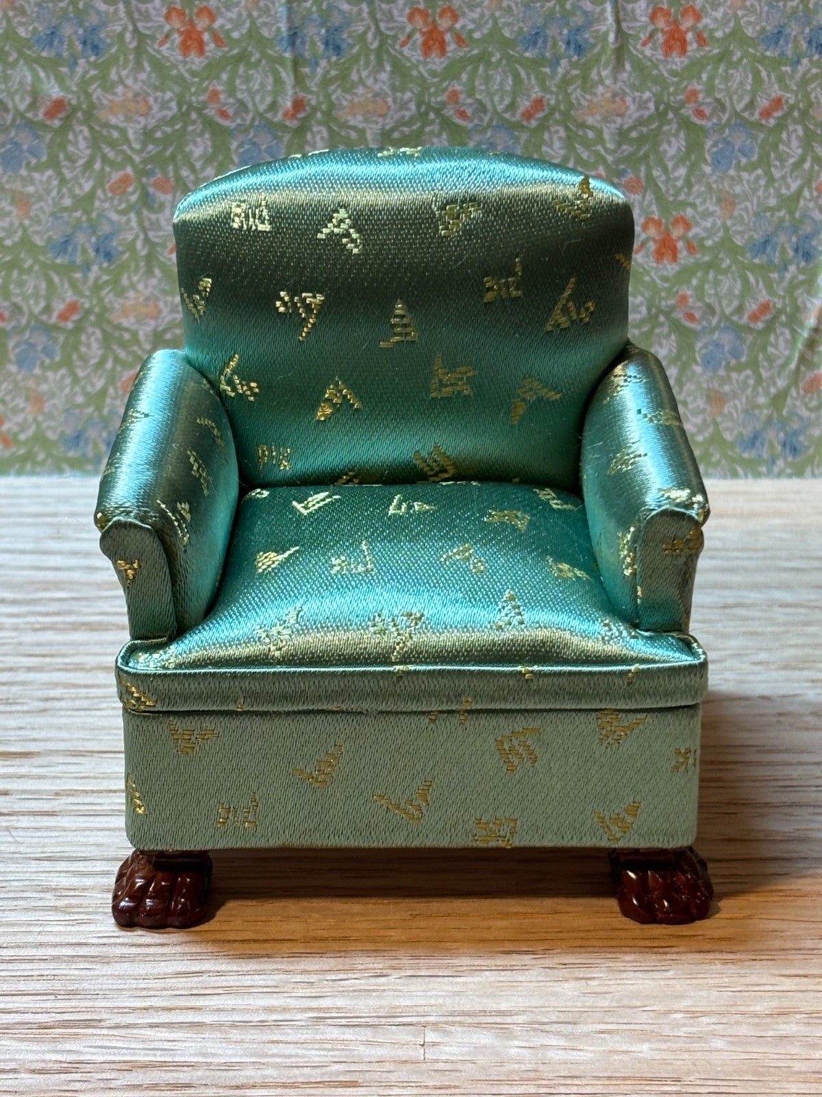 Dollhouse Miniature Green Overstuffed Armchair by Hansson