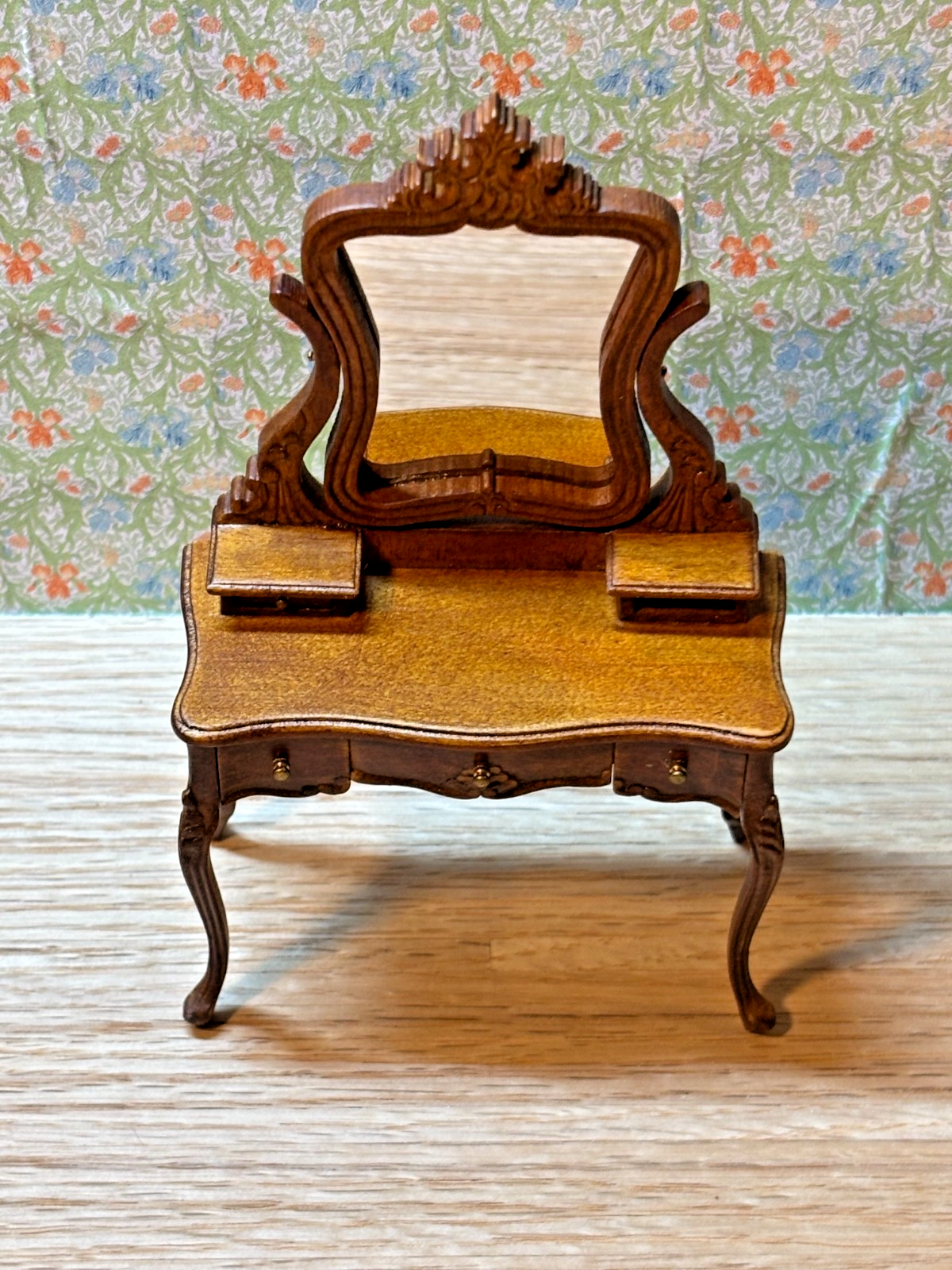 Dollhouse Miniature Walnut Vanity by Hansson