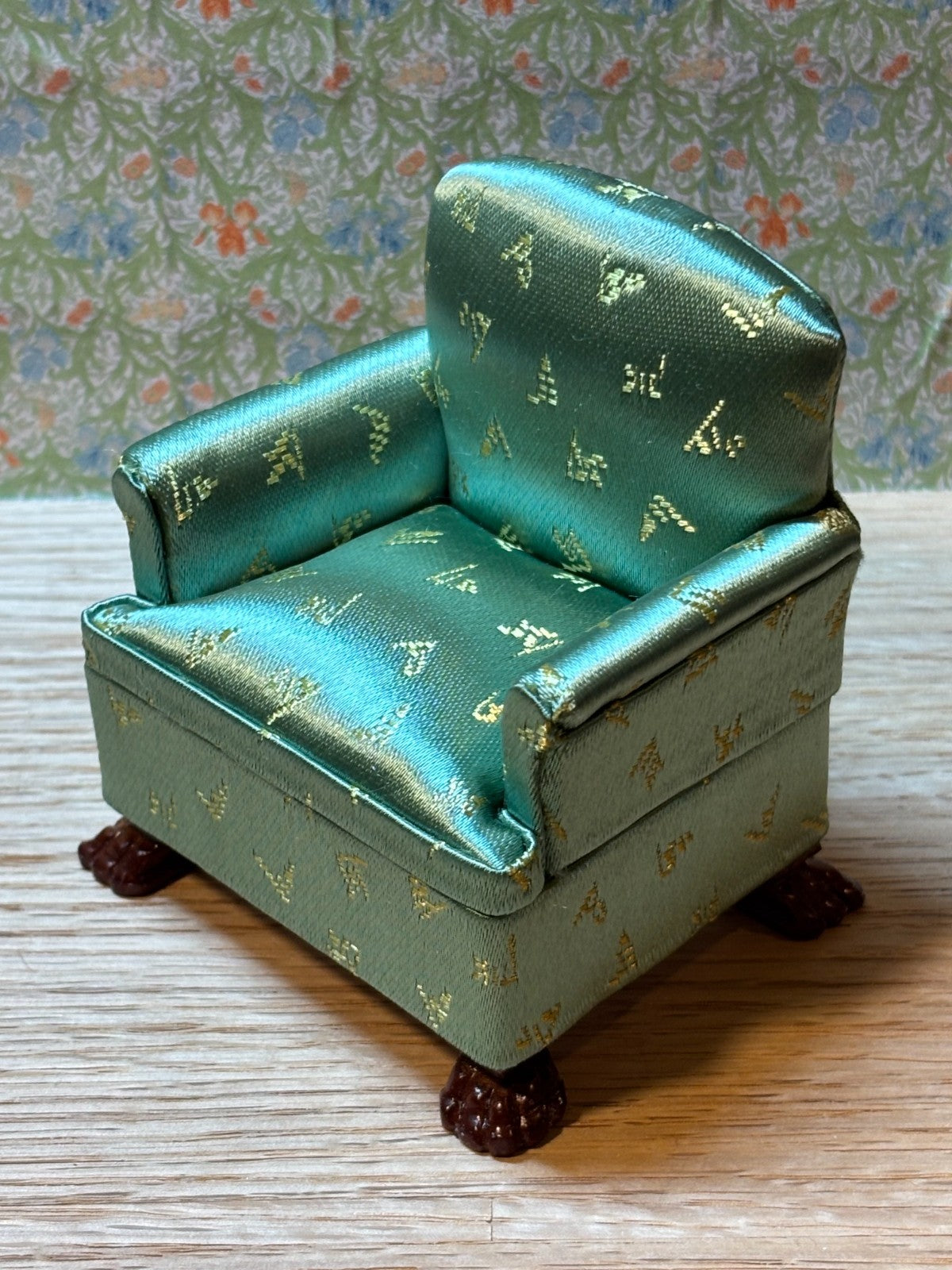 Dollhouse Miniature Green Overstuffed Armchair by Hansson