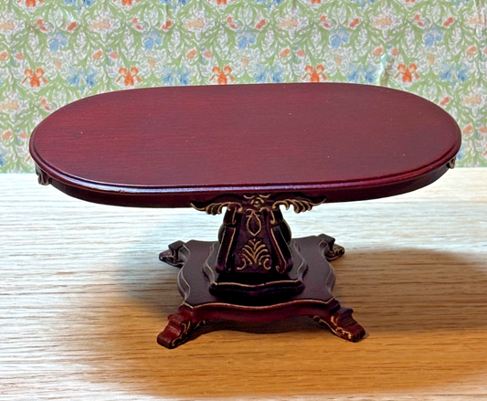 Dollhouse Miniature Mahogany and Gold Pedestal Dining Table by Hansson
