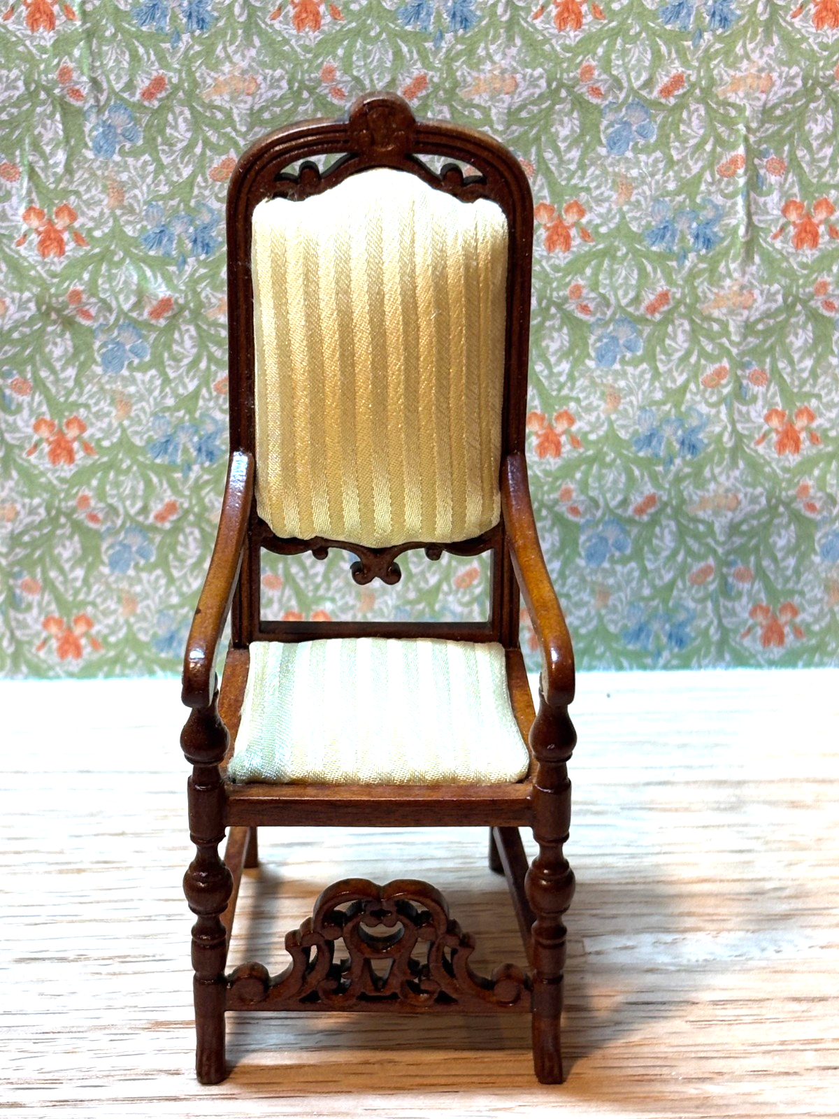 Dollhouse Miniature Walnut High Back Chair by Hansson