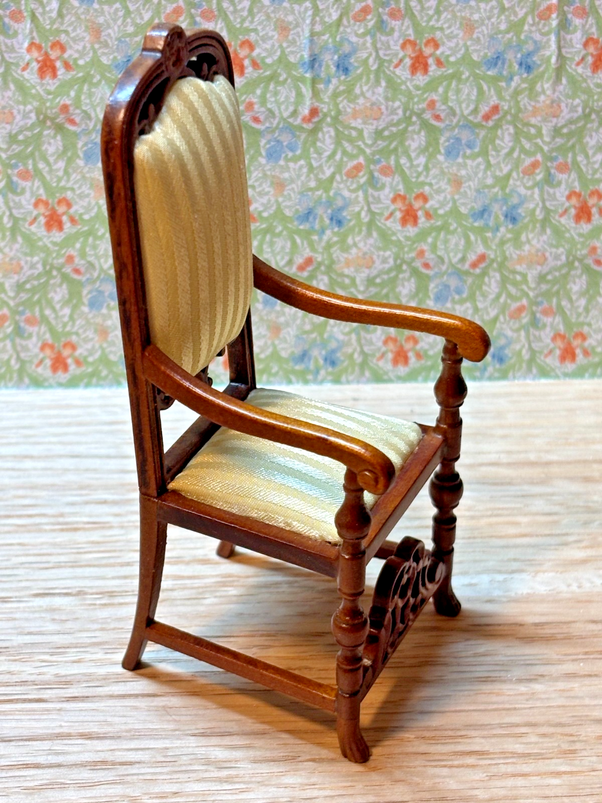 Dollhouse Miniature Walnut High Back Chair by Hansson