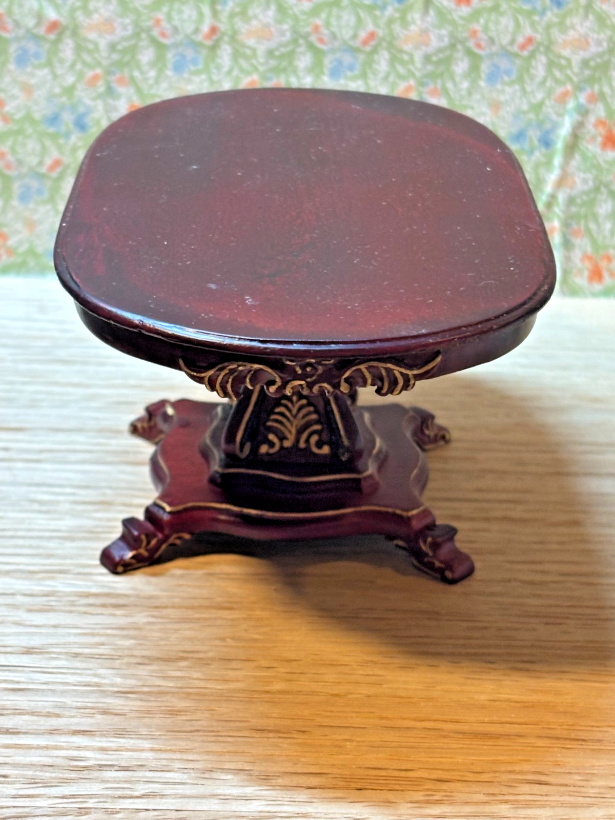 Dollhouse Miniature Intricate Mahogany/Gold Dining Table + 4 Chairs by Hansson
