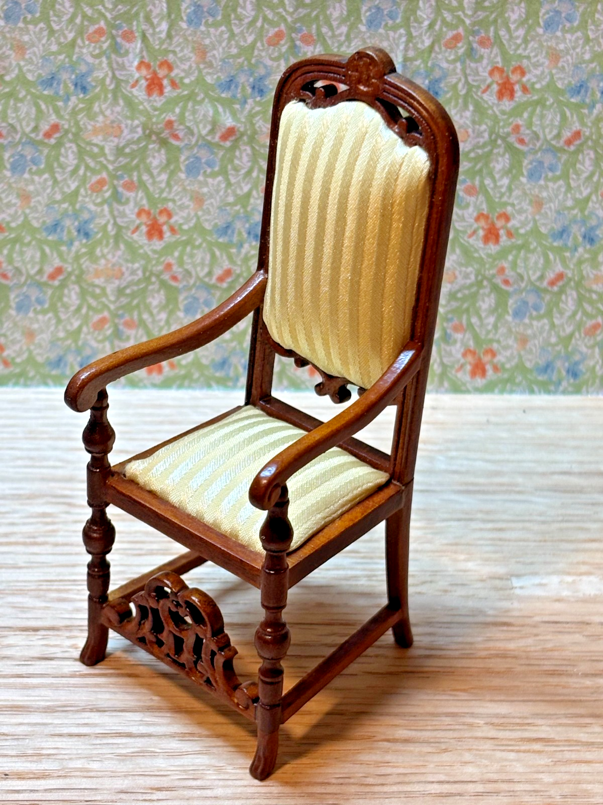 Dollhouse Miniature Walnut High Back Chair by Hansson