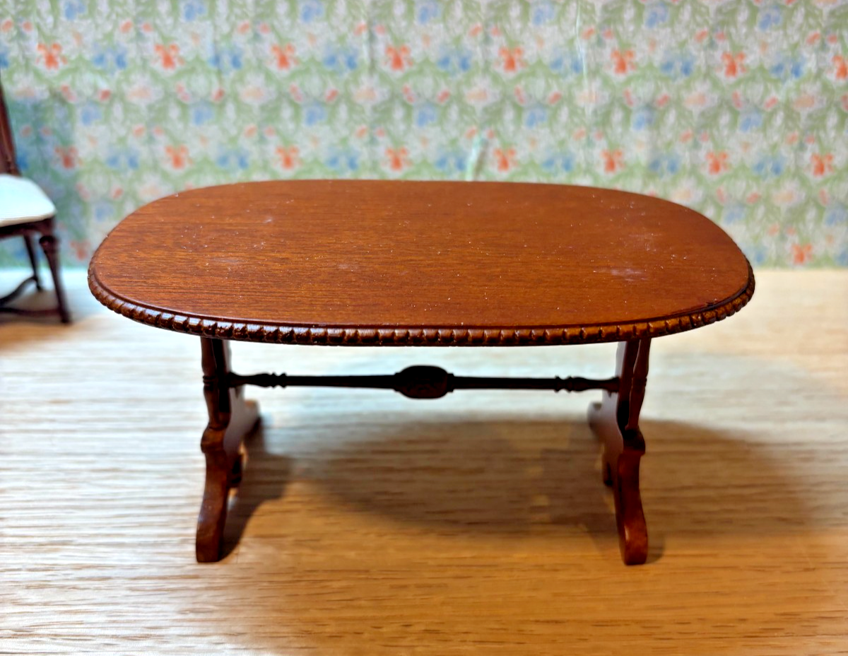 Dollhouse Miniature Walnut Dining Table + 4 Chairs by Hansson