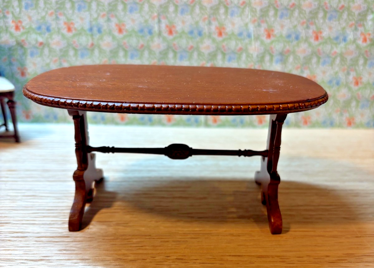 Dollhouse Miniature Walnut Dining Table + 4 Chairs by Hansson
