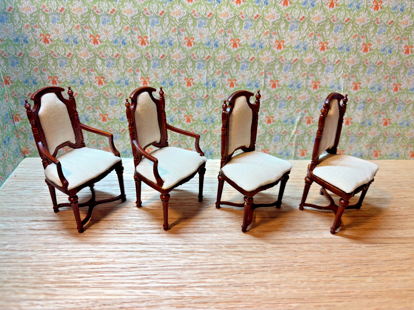 Dollhouse Miniature Walnut Dining Table + 4 Chairs by Hansson