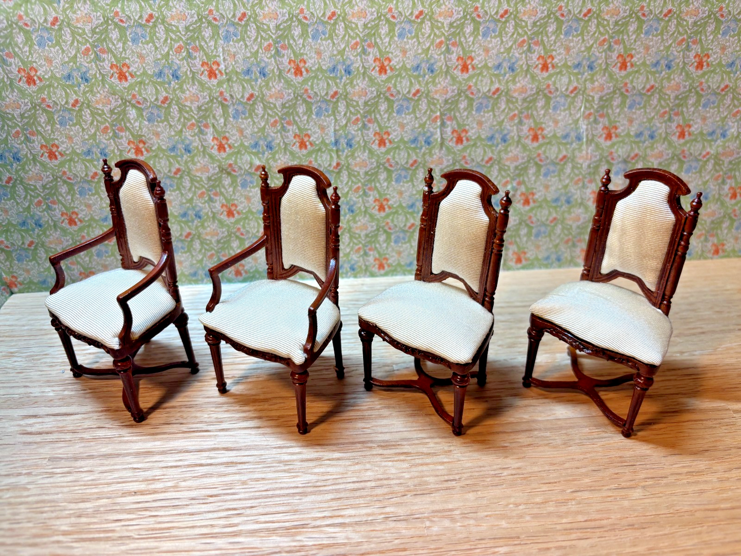 Dollhouse Miniature Walnut Dining Table + 4 Chairs by Hansson